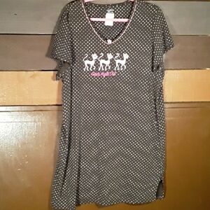Secret Treasures 2X/3X (20-24) Cats Brown Polka Dot Short sleeve Nightgown